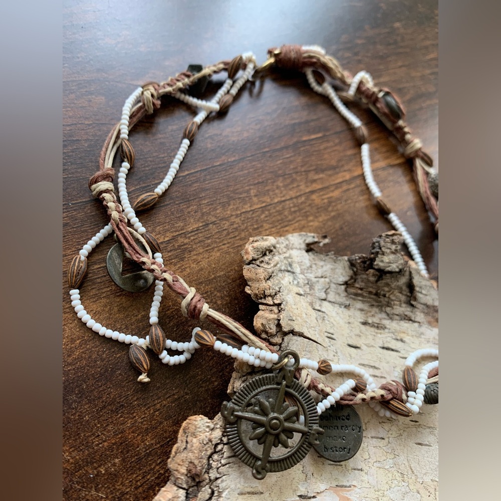 Wanderlust Choker Earthtoned Handmade Beaded Adventure Necklace